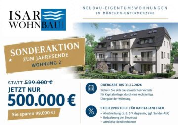 Sonderaktion – befristet | Sie sparen 99.000,- € !* Neubau 2 Zi. sehr hochwertig., 80997 München, Erdgeschosswohnung